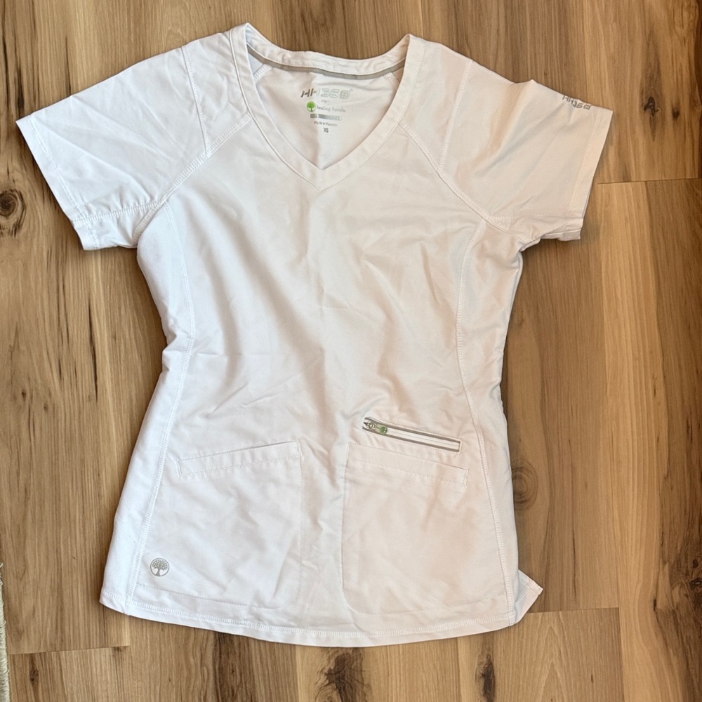 Healing Hands White V-Neck Short Sleeve Top